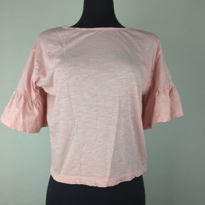 ZARA Woman Basic Collection Pink Bell Sleeve Top S